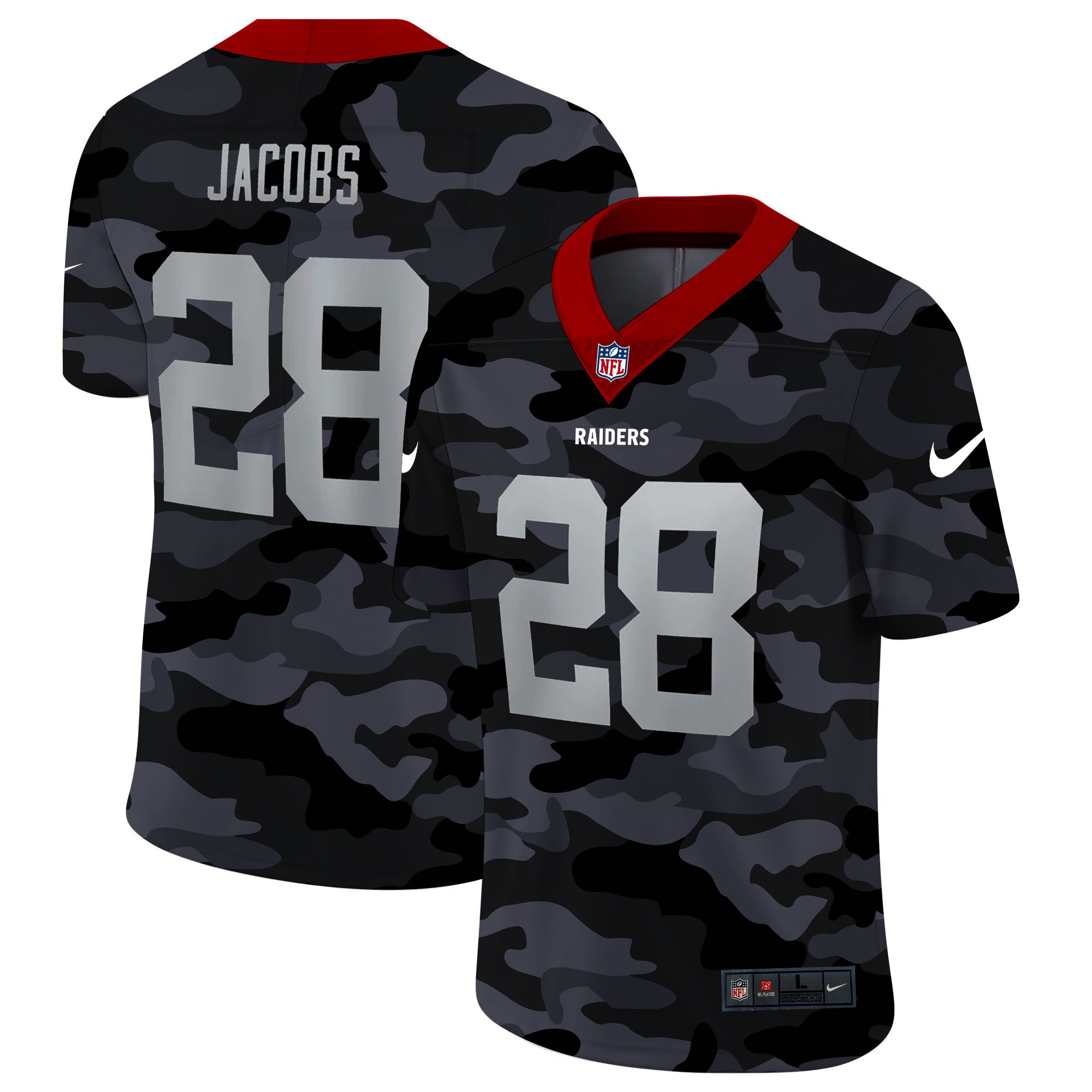 Men Oakland Raiders #28 Jacobs 2020 Nike 2ndCamo Salute to Service Limited NFL Jerseys